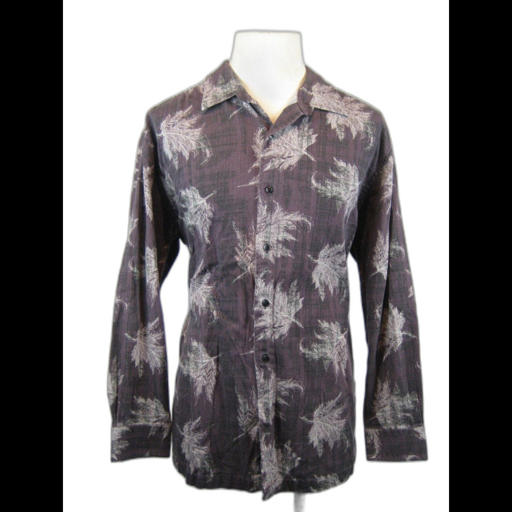 Men's Chaps Ralph Lauren 100% Cotton Brown Batik LS Casual Shirt size XL/TG/XG